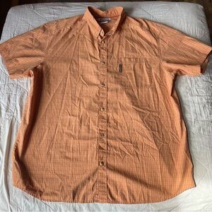 Columbia‎ Men's XXL Orange Plaid Cotton Short Sleeve Button Shirt